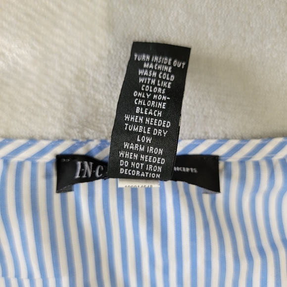 INC International Concepts Blue Striped Pink Floral Balloon Sleeve Blouse Medium - Picture 10 of 12